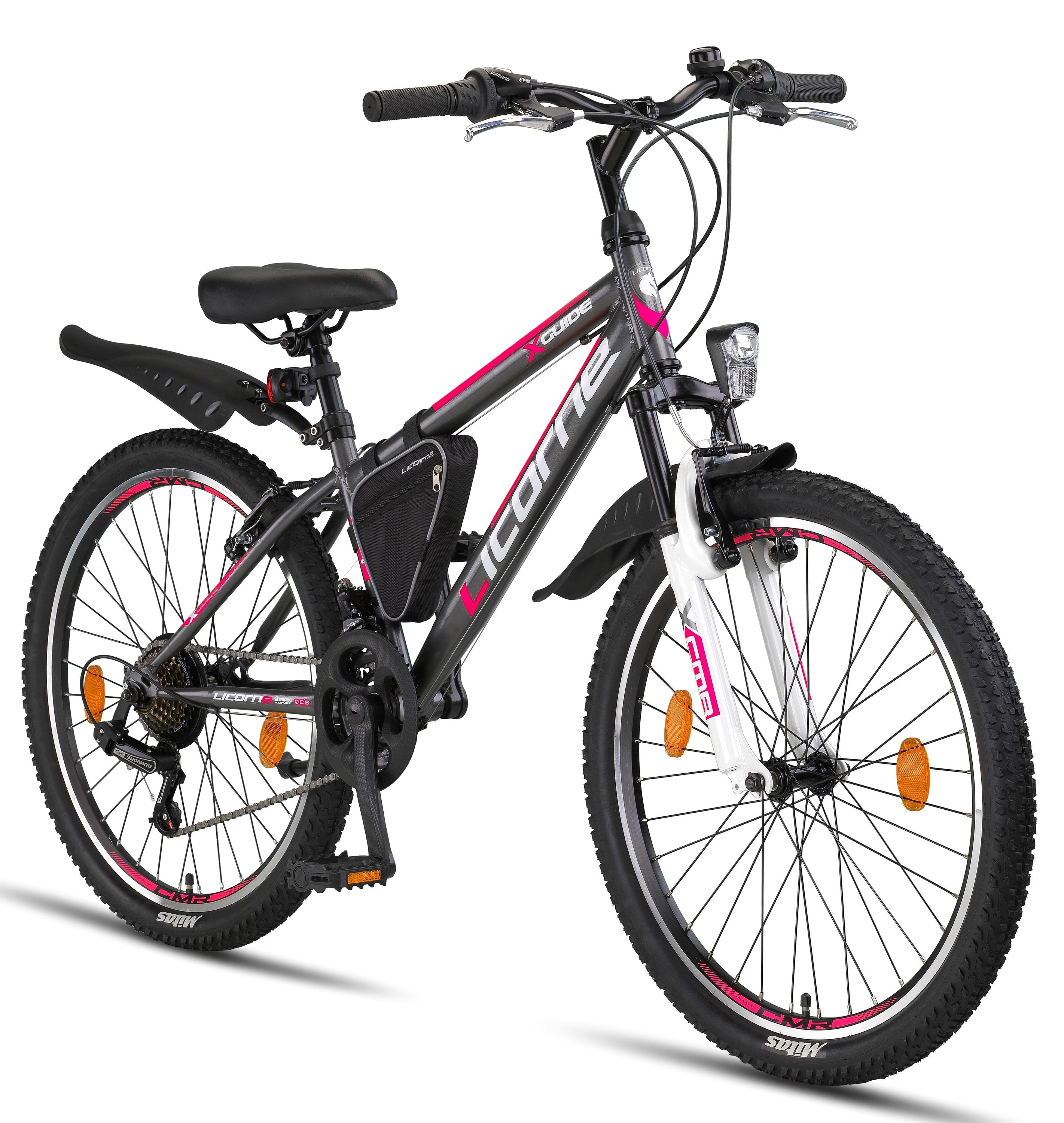 Licorne Bike Guide Premium mountain bike in 20, 24 and 26 inch - bike for girls, boys, men and women - Shimano 21 speed gears, children's bike, kids