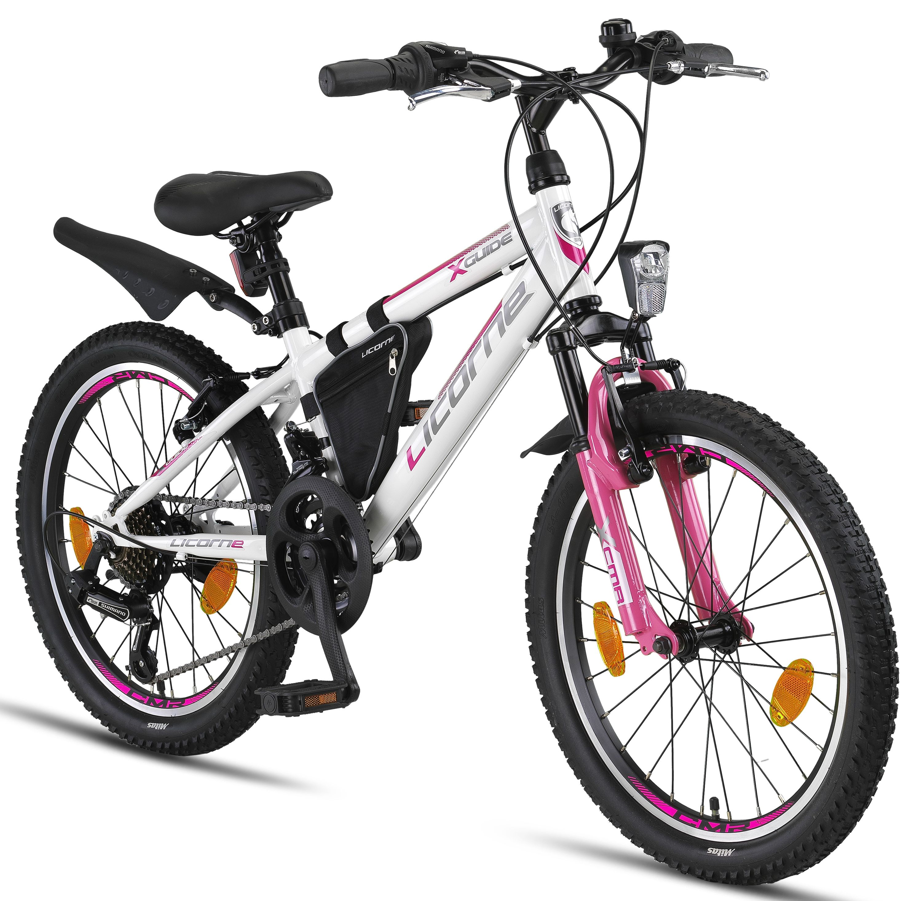 Licorne Bike Guide Premium mountain bike in 20, 24 e 26 pollici - bici per ragazze, ragazzi, uomini e donne - cambio Shimano a 21 velocità, bici per bambini, ragazzi