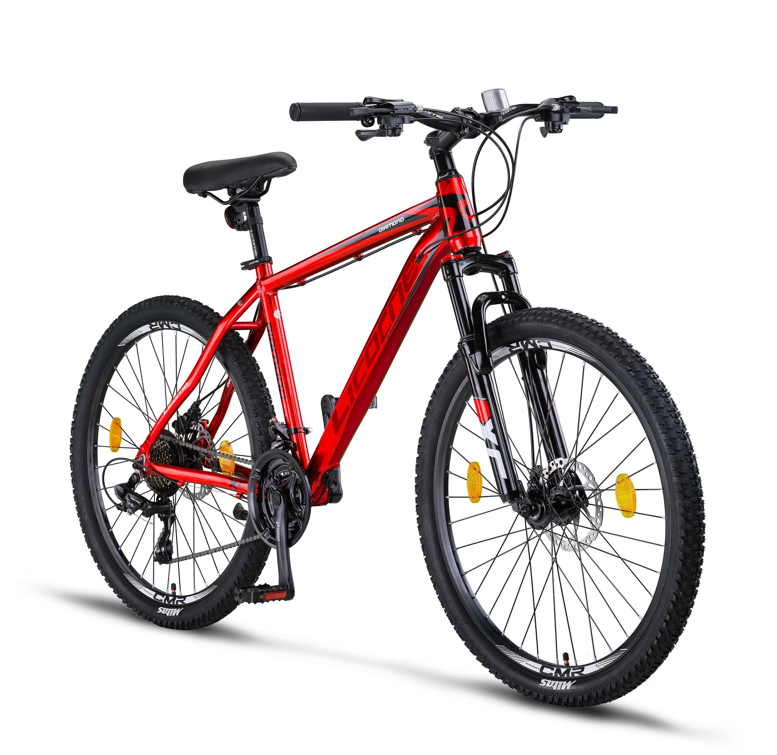 Licorne Bike Diamond mountain bike premium in alluminio, bici per ragazzi, ragazze, uomini e donne - cambio a 21 velocità - freno a disco da uomo, forcella anteriore regolabile da 26, 27,5 e 29 pollici