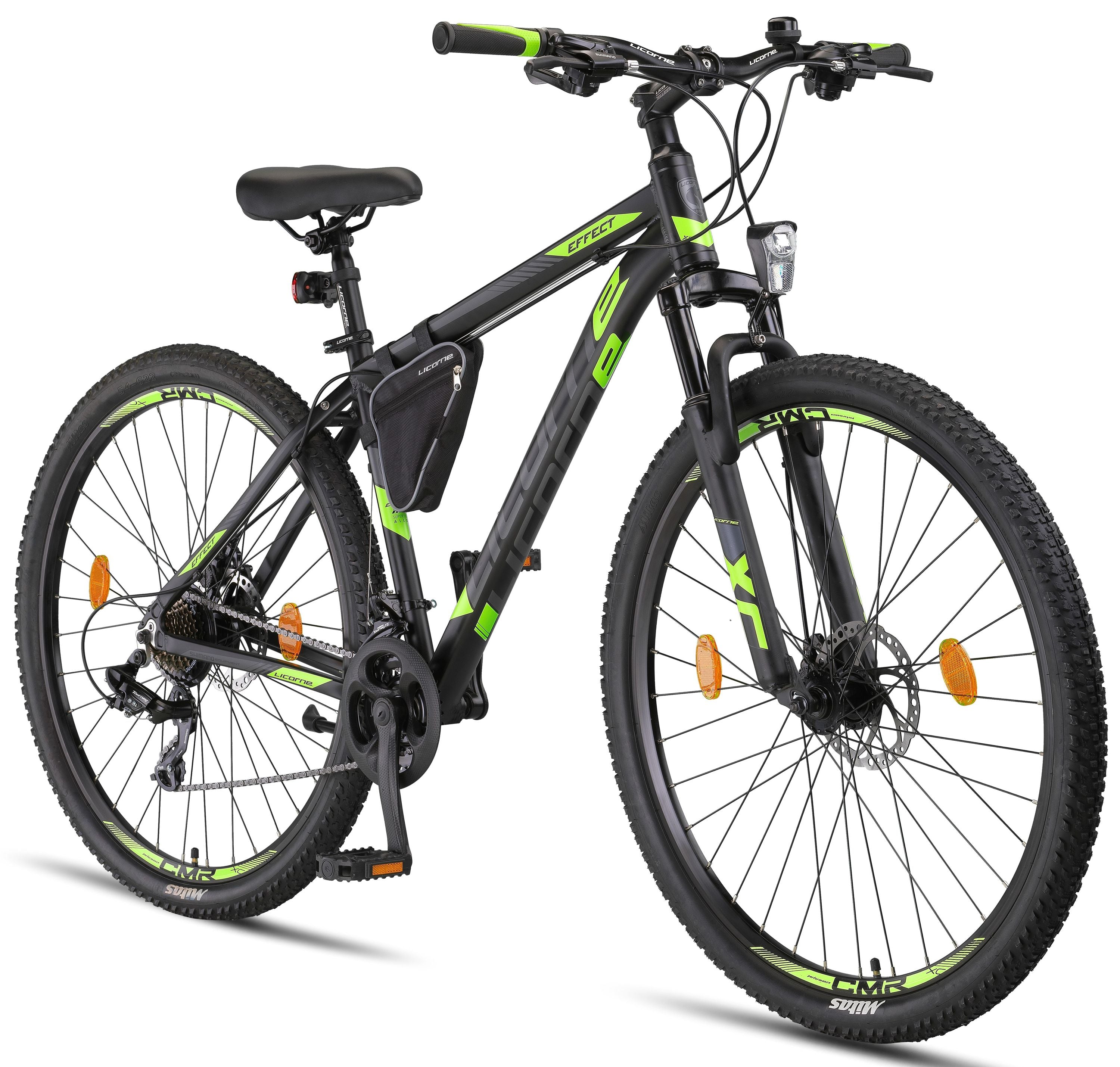 Licorne Bike Effect Premium Mountainbike en 26, 27,5 et 29 pouces - vélo pour garçons, filles, hommes et femmes - dérailleur Shimano 21 vitesses - vélo homme