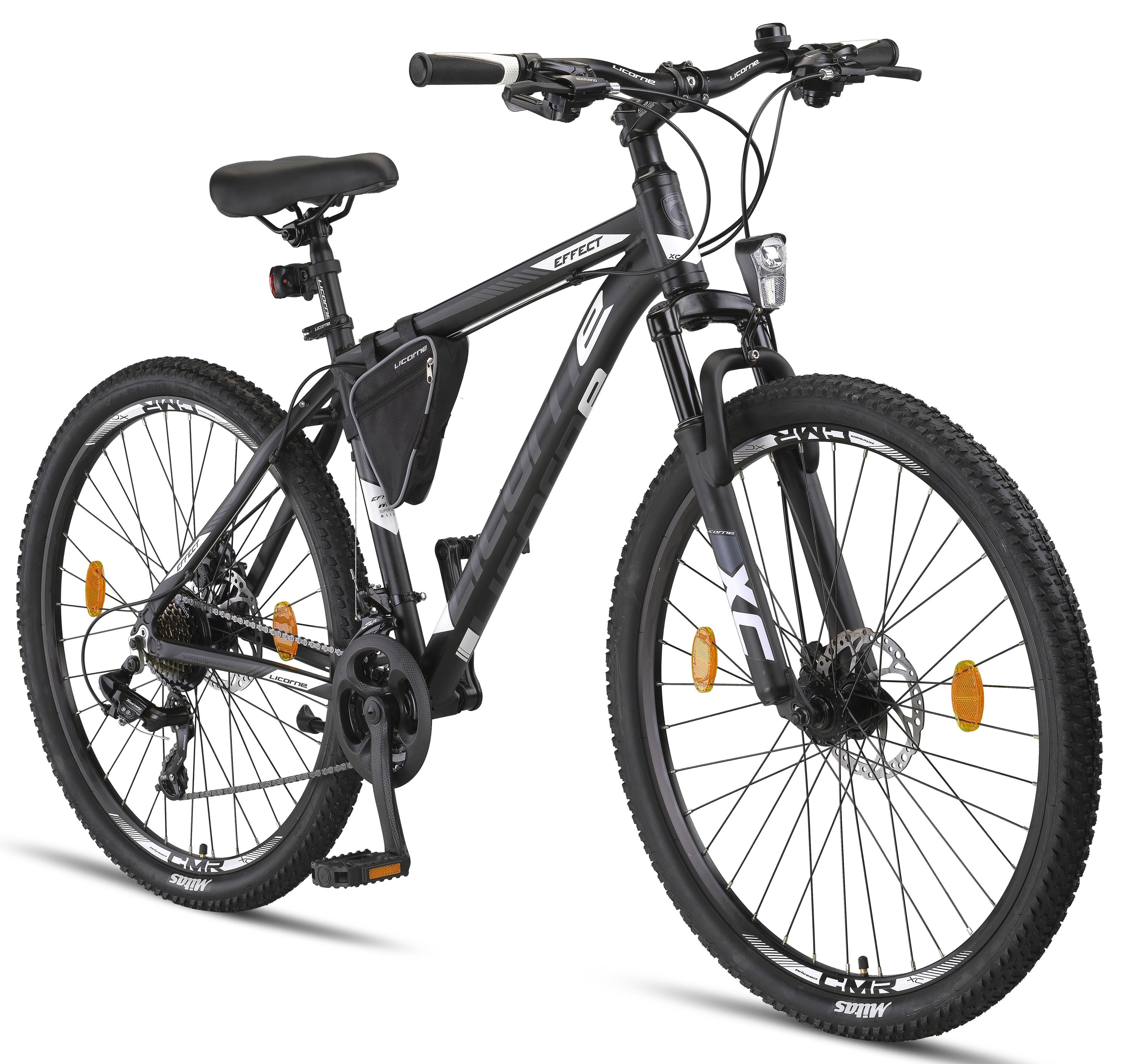 Licorne Bike Effect Premium Mountainbike en 26, 27,5 et 29 pouces - vélo pour garçons, filles, hommes et femmes - dérailleur Shimano 21 vitesses - vélo homme