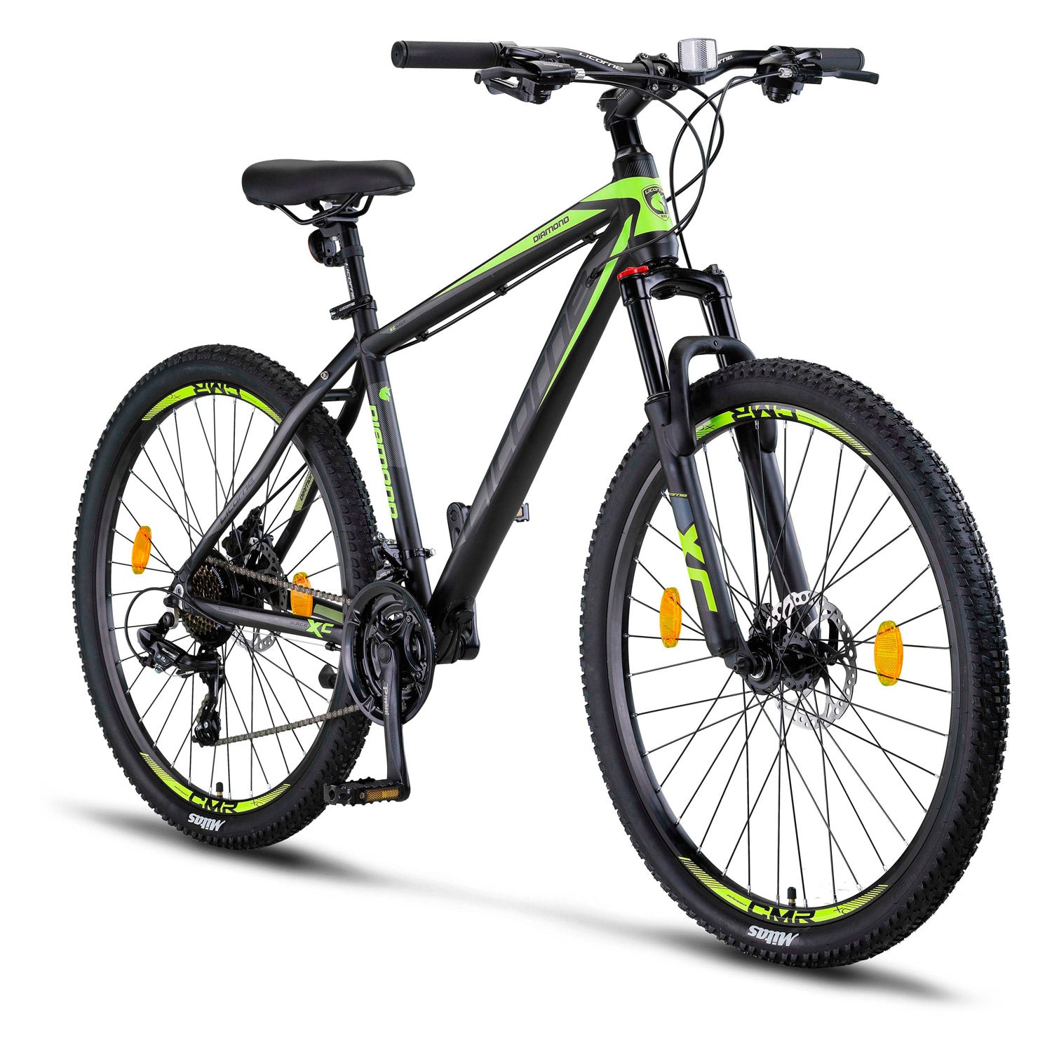Licorne Bike Diamond mountain bike premium in alluminio, bici per ragazzi, ragazze, uomini e donne - cambio a 21 velocità - freno a disco da uomo, forcella anteriore regolabile da 26, 27,5 e 29 pollici