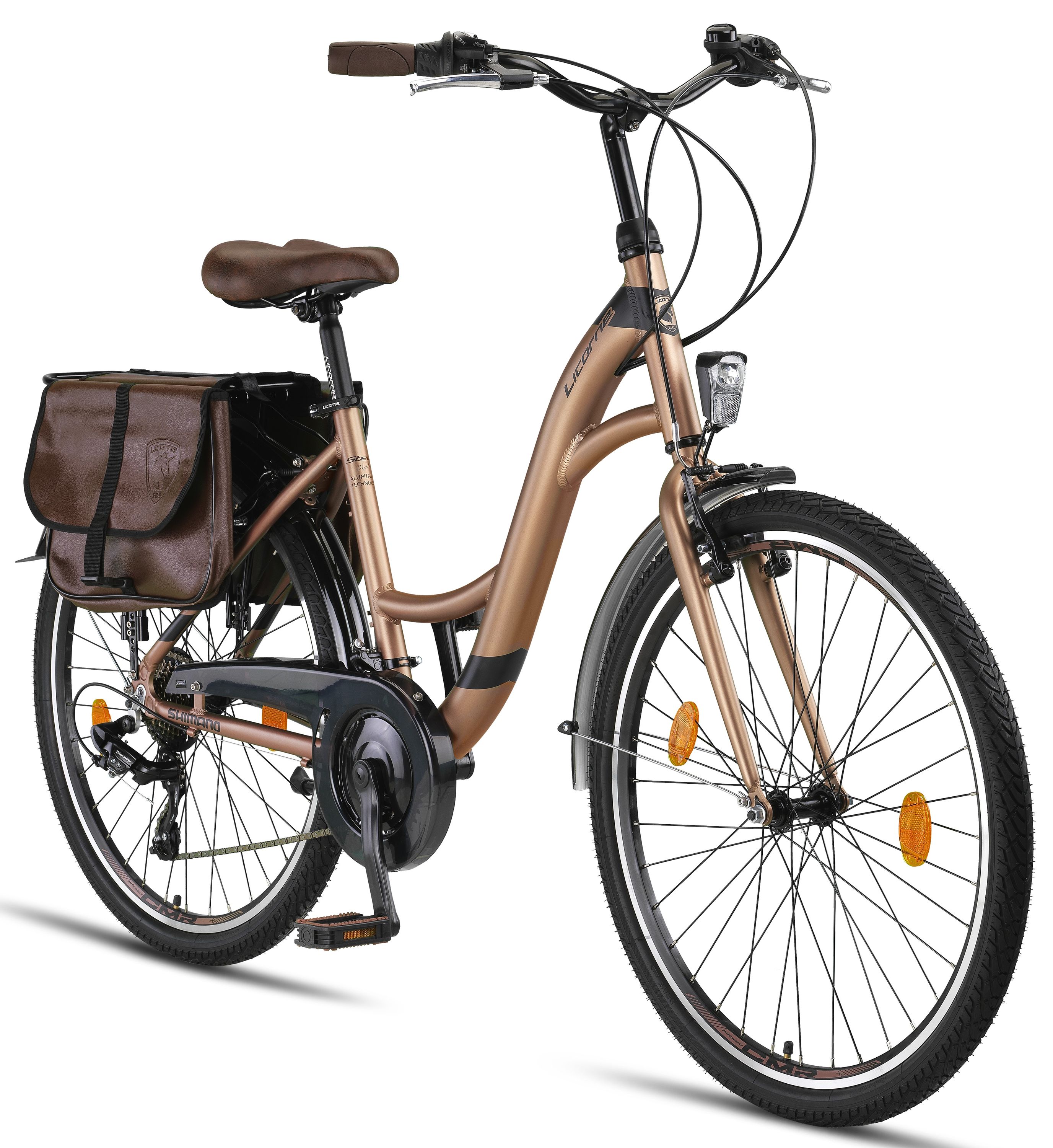 Licorne Bike Stella Plus Premium City Bike en pouces Vélo en aluminium pour filles, garçons, hommes et femmes - dérailleur 21 vitesses - Vélo hollandais