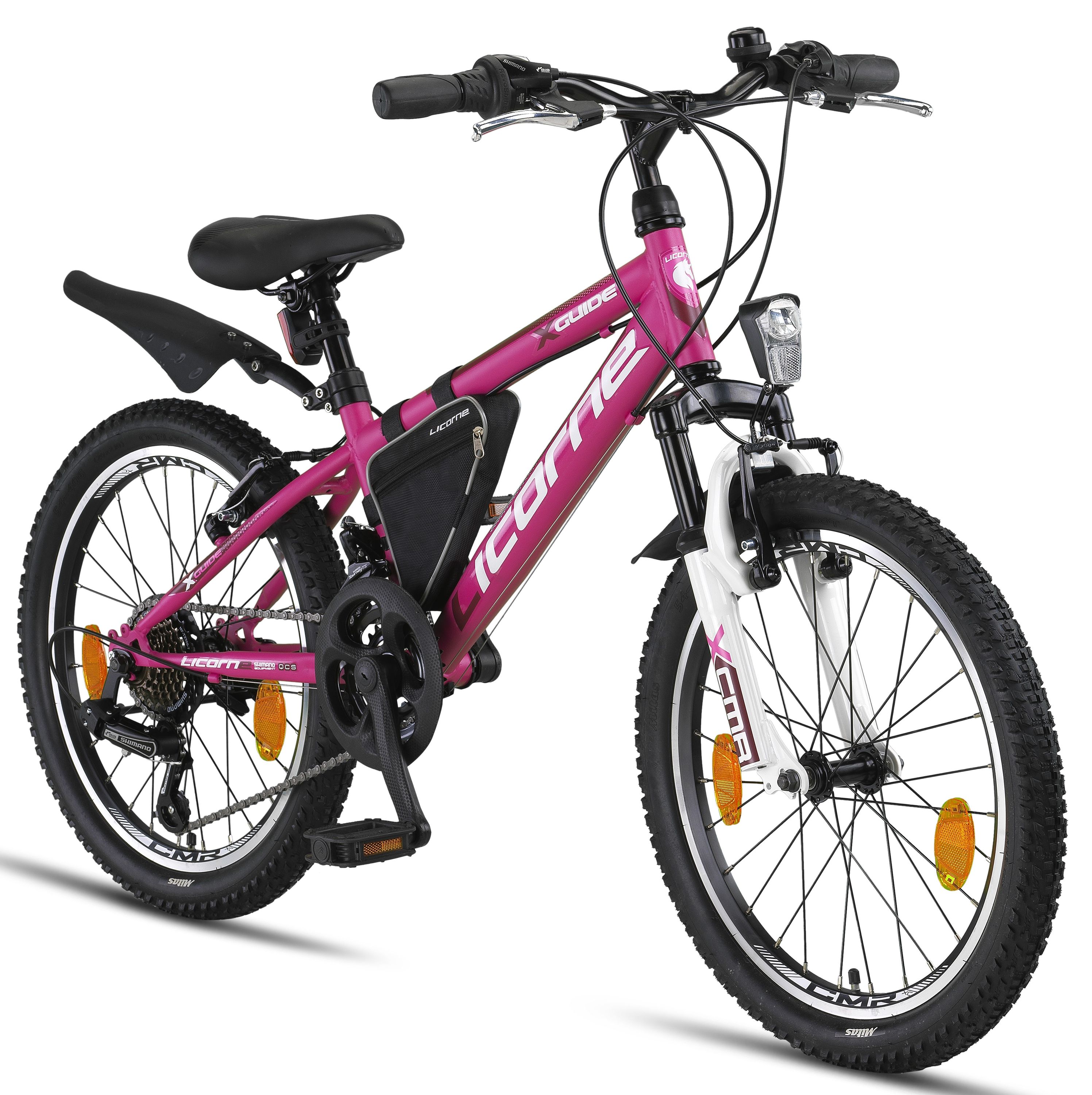 Licorne Bike Guide Premium mountain bike in 20, 24 e 26 pollici - bici per ragazze, ragazzi, uomini e donne - cambio Shimano a 21 velocità, bici per bambini, ragazzi