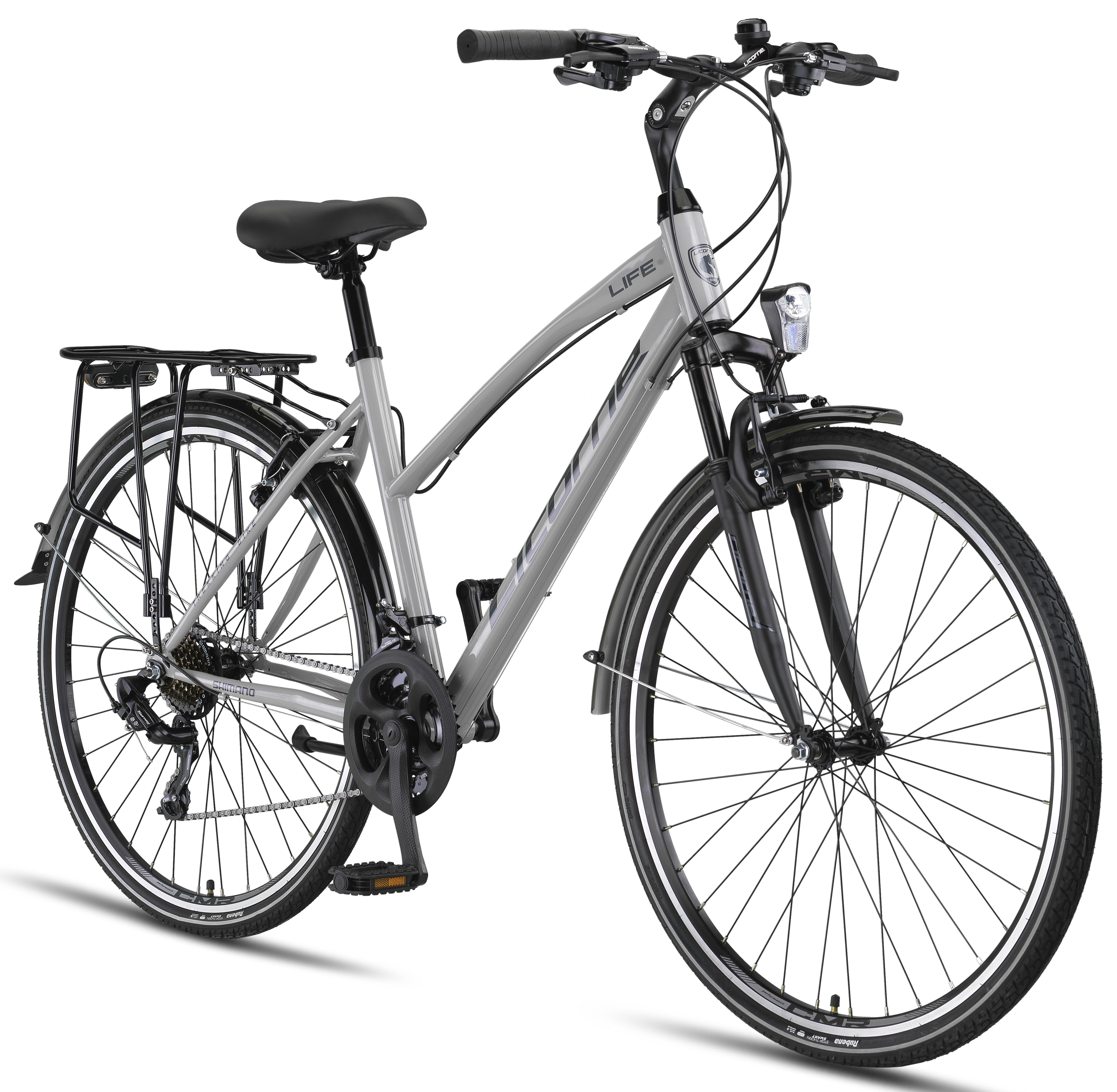 Licorne Bike L-V-ATB Premium Trekking Bike en 28 pouces - vélo pour hommes, garçons, filles et femmes - dérailleur Shimano 21 vitesses - vélo de ville - vélo homme
