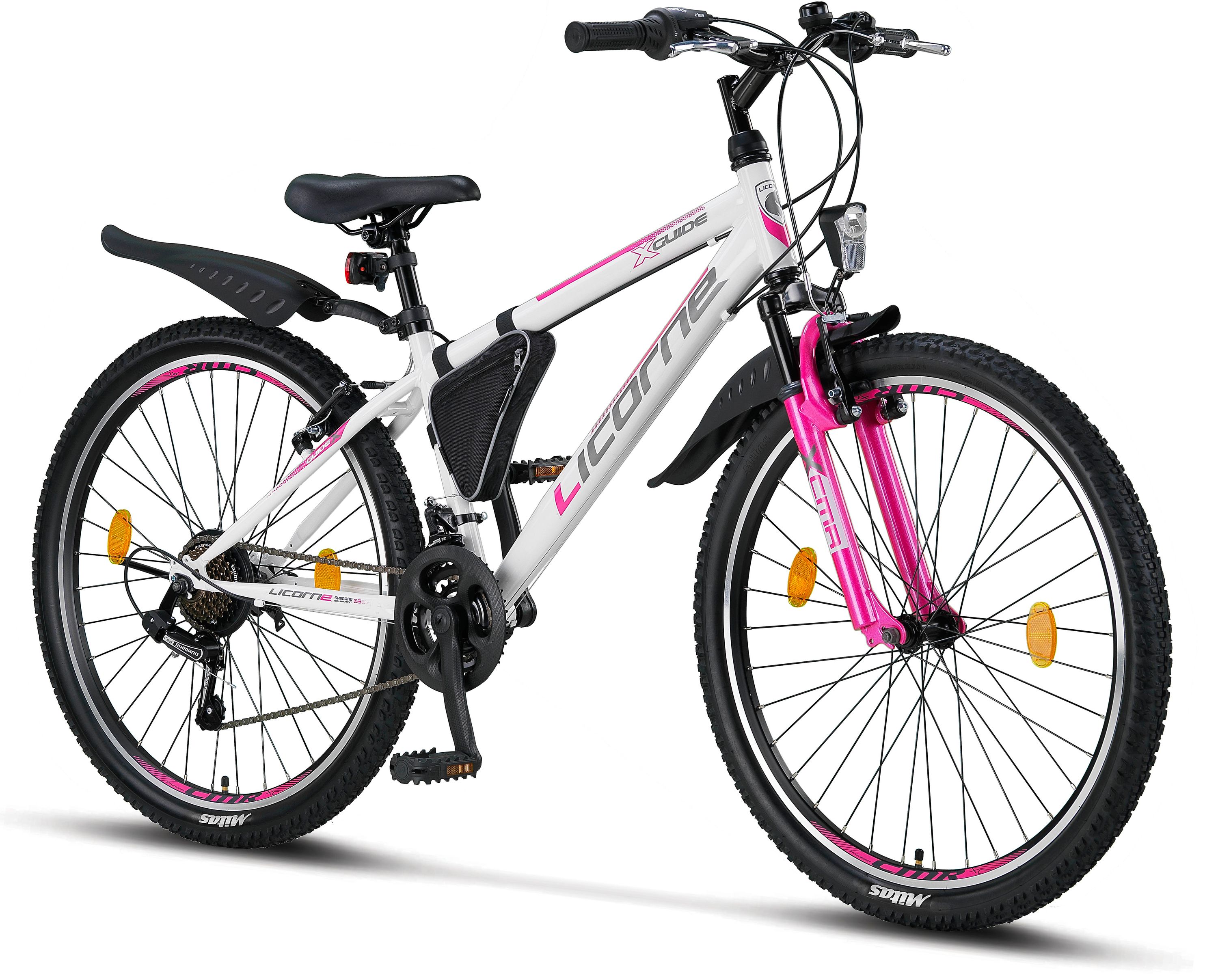 Licorne Bike Guide Bicicleta de montaña Premium en 20, 24 y 26 pulgadas - bicicleta para niñas, niños, hombres y mujeres - cambio de velocidades Shimano 21, bicicleta para niños, niños