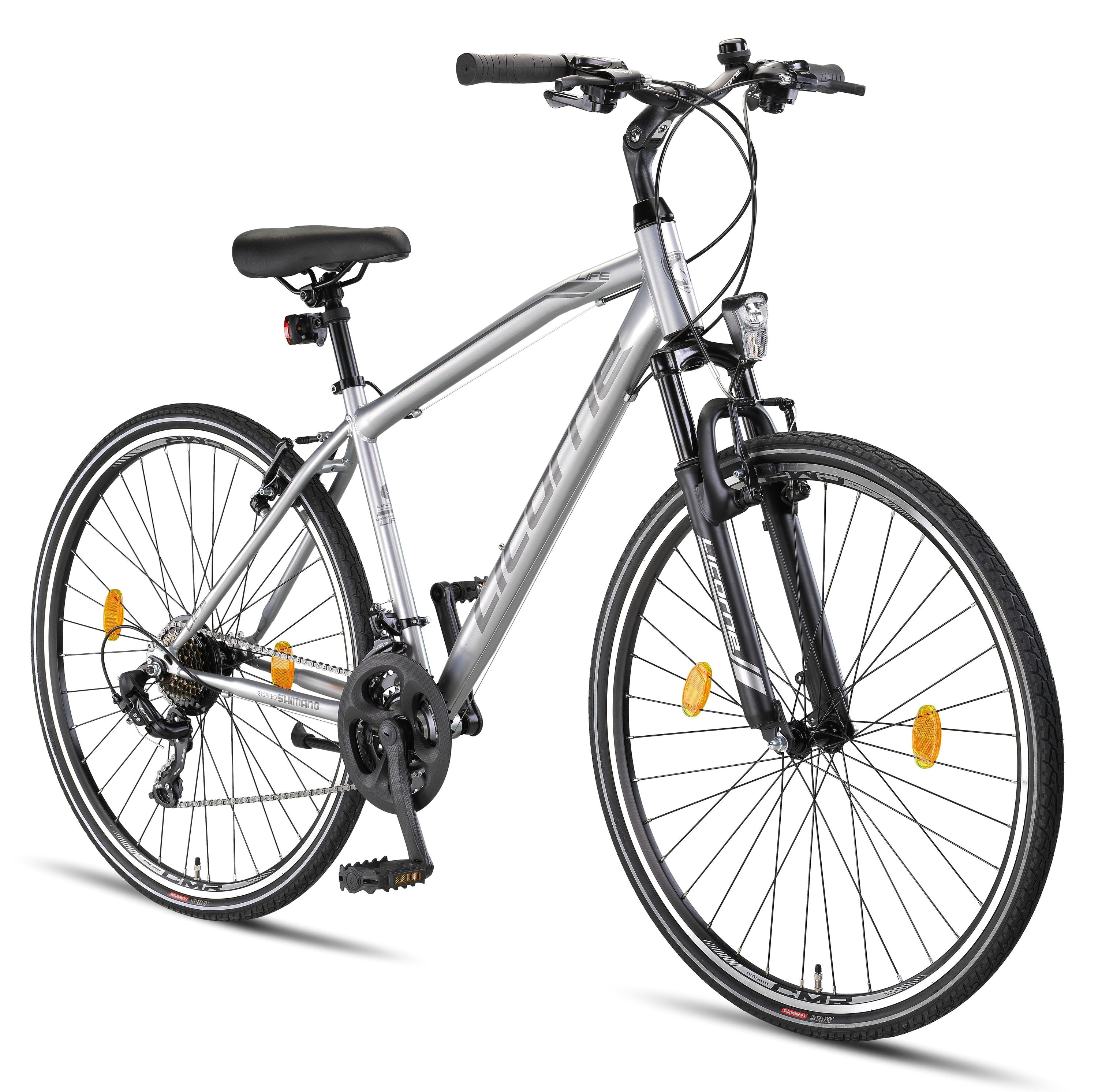 Licorne Bike Life M-V Premium Trekking Bike in 28 pollici - Bicicletta per ragazzi, ragazze, donne e uomini - Cambio Shimano 21 - Bicicletta da uomo - Bicicletta per ragazzi