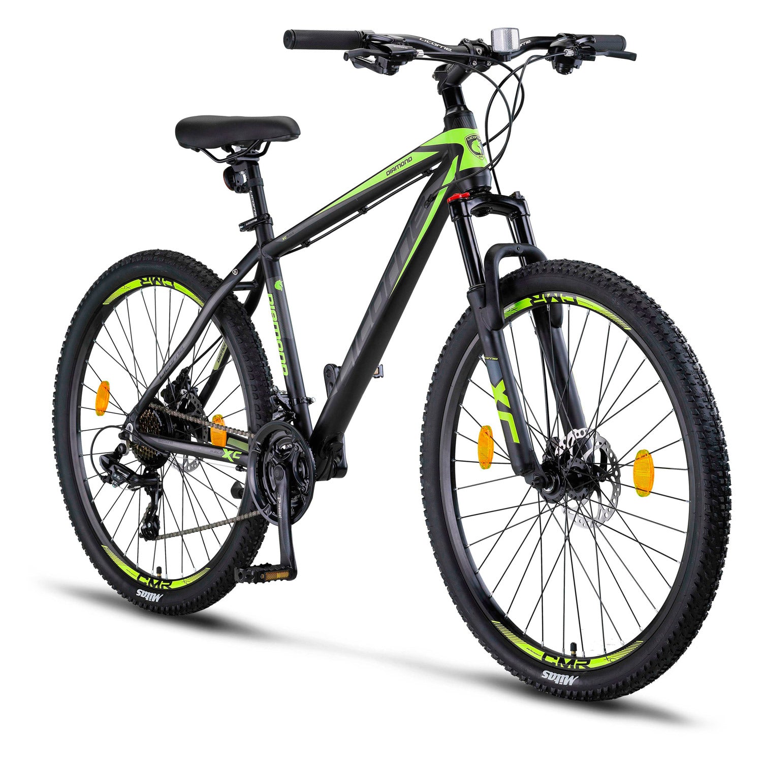 Licorne Bike Diamond premium mountain bike aluminum, bike for boys, girls, men and women - 21 speed gears - disc brake men's bike, adjustable front fork 26, 27.5 and 29 inch