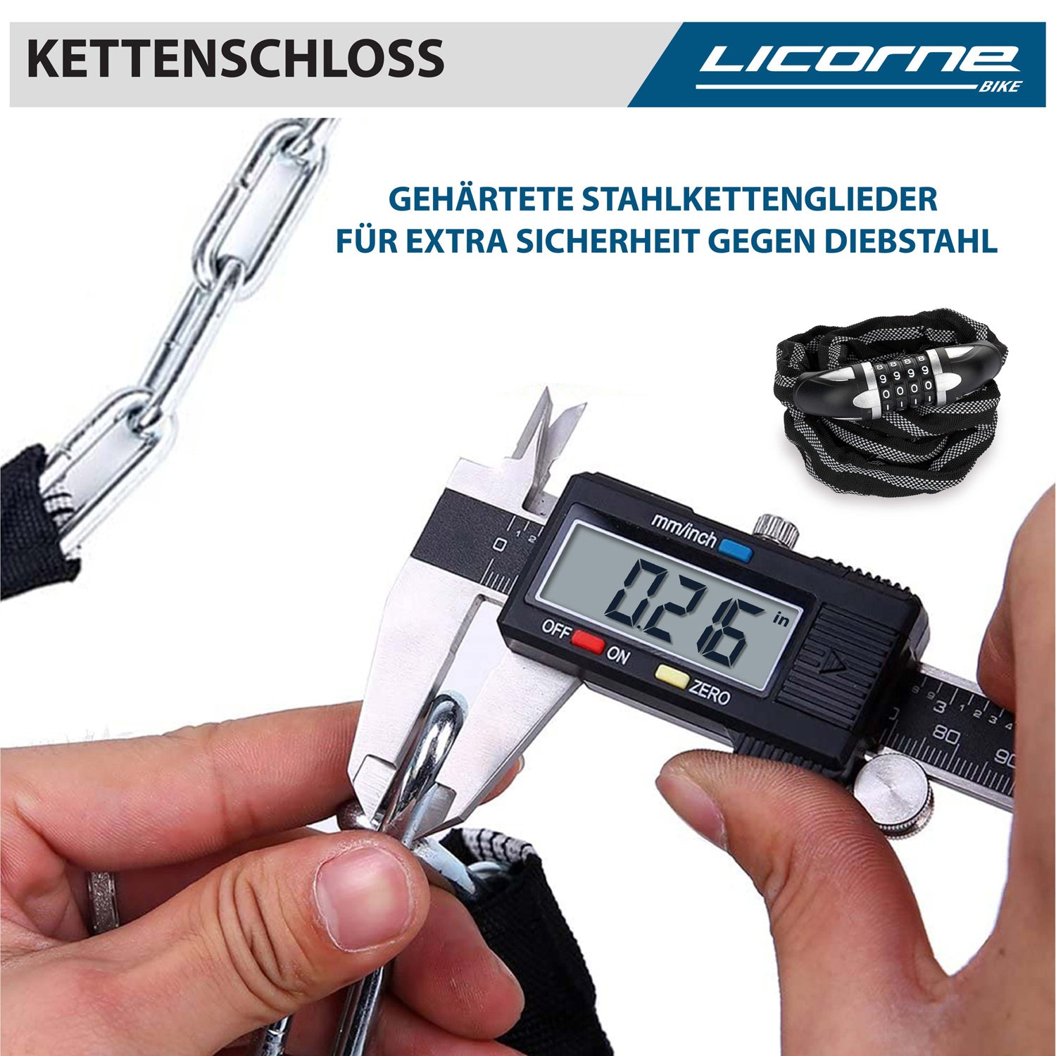 Licorne Bike bicycle lock with numbers and high security level, bicycle chain lock, number code combination lock